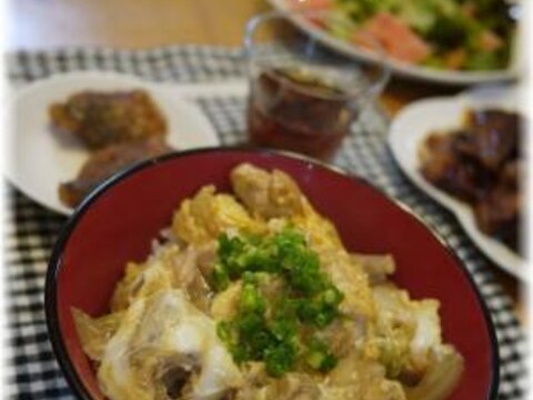 フライパンで！簡単１度に４人分親子丼！